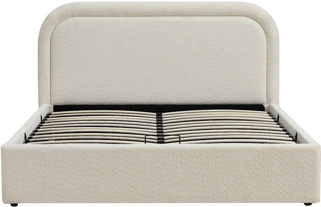 Vente-unique Bett Fidozia in Beige mit Bettkasten und Bouclé-Stoff im skandinavischen Design, B/T/H: 160 x 200 x 107 cm - Bild 1