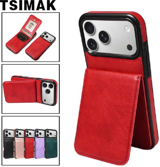 Leder-Brieftasche Schutzhülle für Apple iPhone 17 Pro Max, iPhone Air 17 Pro Max und iPhone 17 Pro in Schwarz mit Kartenfächern - Bild 1