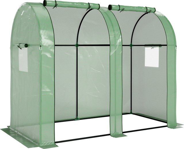 Outsunny Foliengewächshaus aus PE in Grün mit 2 Rolltüren, Seitenfenster und UV-Schutz - Bild 1
