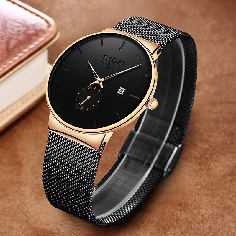 LIGE Armbanduhr, Quarz, Silikon, Schwarz, Herren - Bild 6