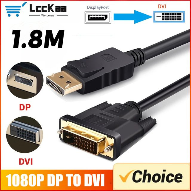 LccKaa DisplayPort-zu-DVI-Kabel und Adapter Set in Schwarz, Länge: 1,8 m und 0,25 m - Bild 1