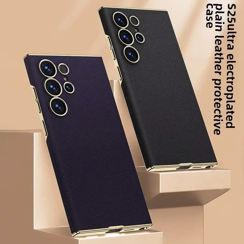 Schutzhülle mit Lederhülle und galvanisierter Oberfläche für Samsung Galaxy S25 Ultra und S24 Ultra in Purple - Bild 5
