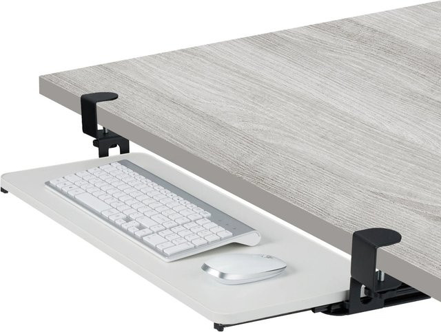 Relaxdays Tastaturablage aus MDF in Weiß, ausziehbar, B/T/H: 78 x 24 x 11 cm - Bild 1
