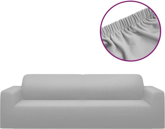 vidaXL Stretch-Sofahusse für 3-Sitzer aus Polyester-Jersey in Grau - Bild 1