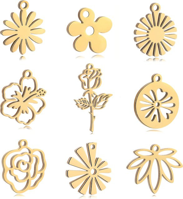DOOYIO Charms, Sonne Blume Rose Blume, Gold Farbe, Unisex - Bild 1