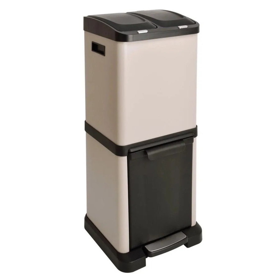 Svita 3xcombo Mülltrennsystem Mülleimer mit 3 Fächern und Pedal, Farbe: Beige, Volumen: 3 x 32 l - Bild 2