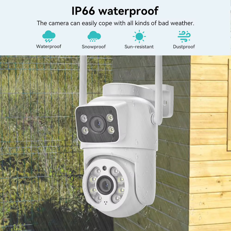 HAMROLTE 8MP 4K PTZ Sicherheitskamera mit Doppellinse, WLAN Outdoor-Überwachungskamera mit KI-Menschenerkennung, Auto-Tracking, Dual-Screen und Farbnachtsicht in Weiß - Bild 4