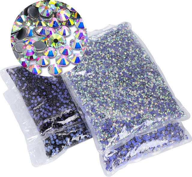 QIIY Glas Strass Kristall Hot Fix Steine für Nail Art und DIY Dekoration, SS6-SS30, Transparent und Multicolour - Bild 1