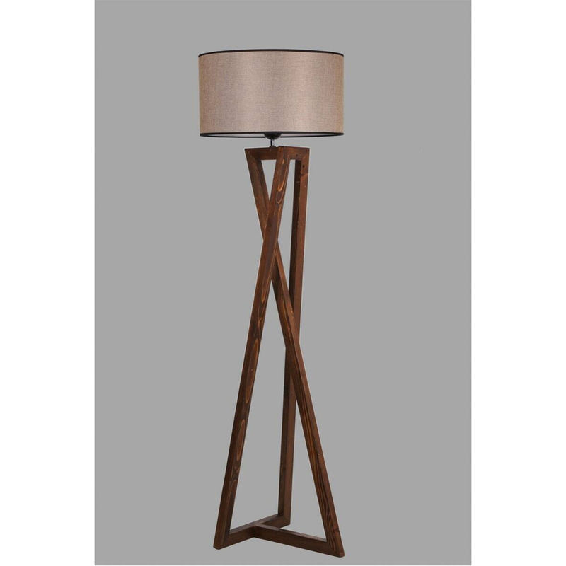 Opviq Stehlampe aus Holz und Stoff in Braun mit E27 Fassung, B/T/H: 45 x 45 x 149 cm - Bild 3