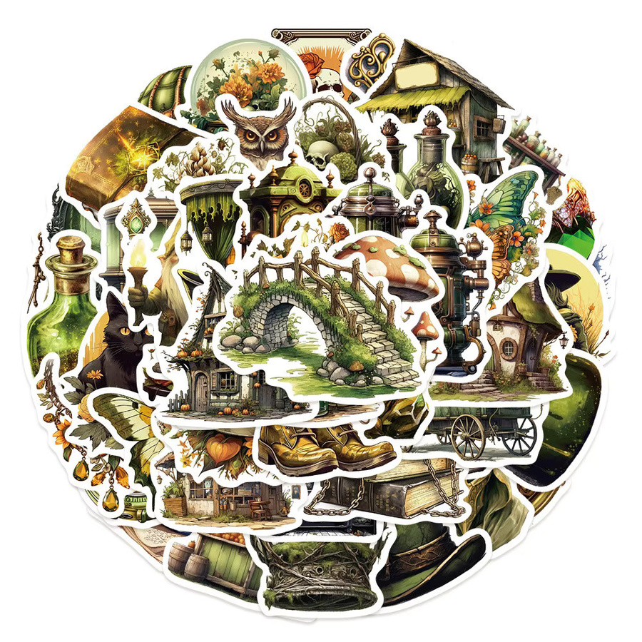 50-teiliges Jungle Magic Market Sticker-Set in Multicolor für Notizbücher, Laptops und iPads von RecordingYourLife Store - Bild 2