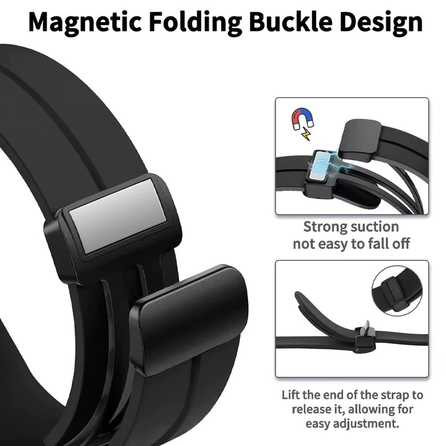 CRESTED Uhrenarmband Silikon, Magnetisch, Schwarz, Samsung Galaxy Watch 8 - Bild 4
