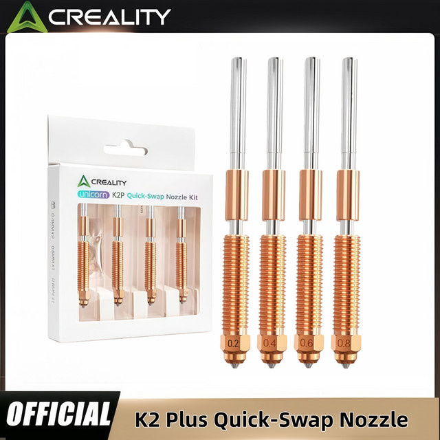 Creality Original K2 Plus Düsenset aus gehärtetem Stahl in Silber mit 0,4 mm, 0,6 mm und 0,8 mm für hohen Durchfluss - Bild 1