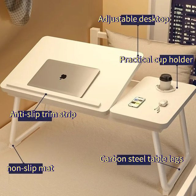 Klappbarer Laptoptisch von LIUSHADUOLA als multifunktionaler Lerntisch und platzsparender Nachttisch in Schwarz oder Weiß - Bild 1