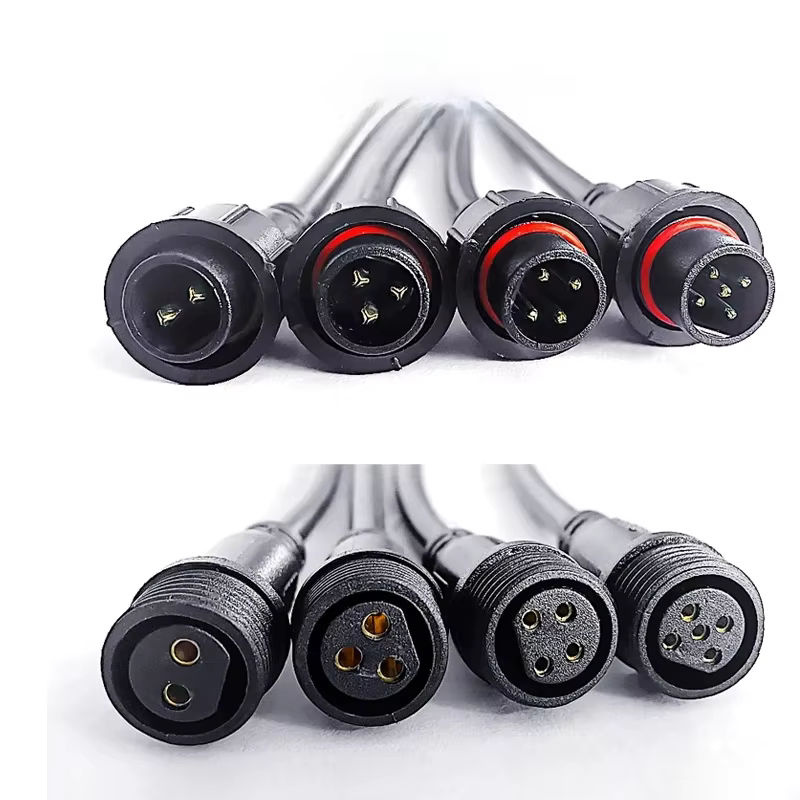 Wasserdichter M16 Kabelstecker IP65 Set mit 2 3 4 oder 5 Pin für LED-Streifen männlich und weiblich in Schwarz, Länge: 20 cm, Außendurchmesser: 6 mm - Bild 7