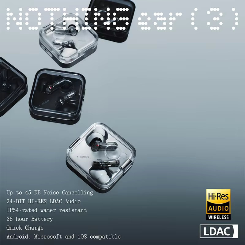 Nothing Ear (3) Kabellose In-Ear-Kopfhörer mit adaptiver Geräuschunterdrückung, 24-Bit Hi-Res LDAC Audio und IP54, Weiß - Bild 3