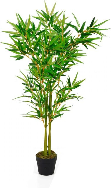 Lex Kunstpflanze Bambus Dekobaum mit Holzstamm und 552 Blättern, Farbe: Grün, Höhe: 115 cm - Bild 1