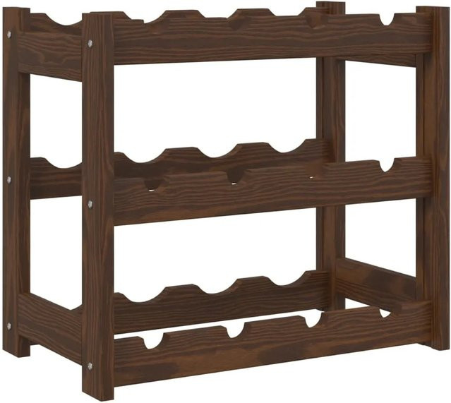 vidaXL Weinregal aus massivem Kiefernholz in Braun für 12 Flaschen, B/T/H: 43 x 25 x 38 cm - Bild 1