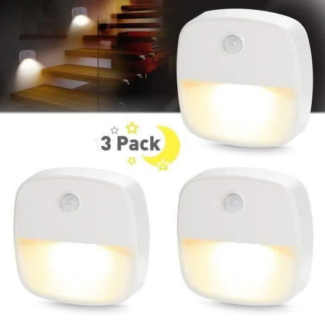 YWEI LED Wand Nachtlicht in Weiß mit Bewegungsmelder und Lichtsensor für Kinderzimmer, Warmweiß - Bild 1