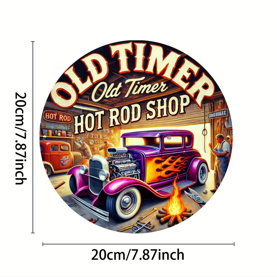 Potdemiel Vintage Hot Rod Shop Metallschild aus Aluminium, B/B/B: 20,3 x 20,3 x 20,3 cm, Mehrfarbig - Bild 2