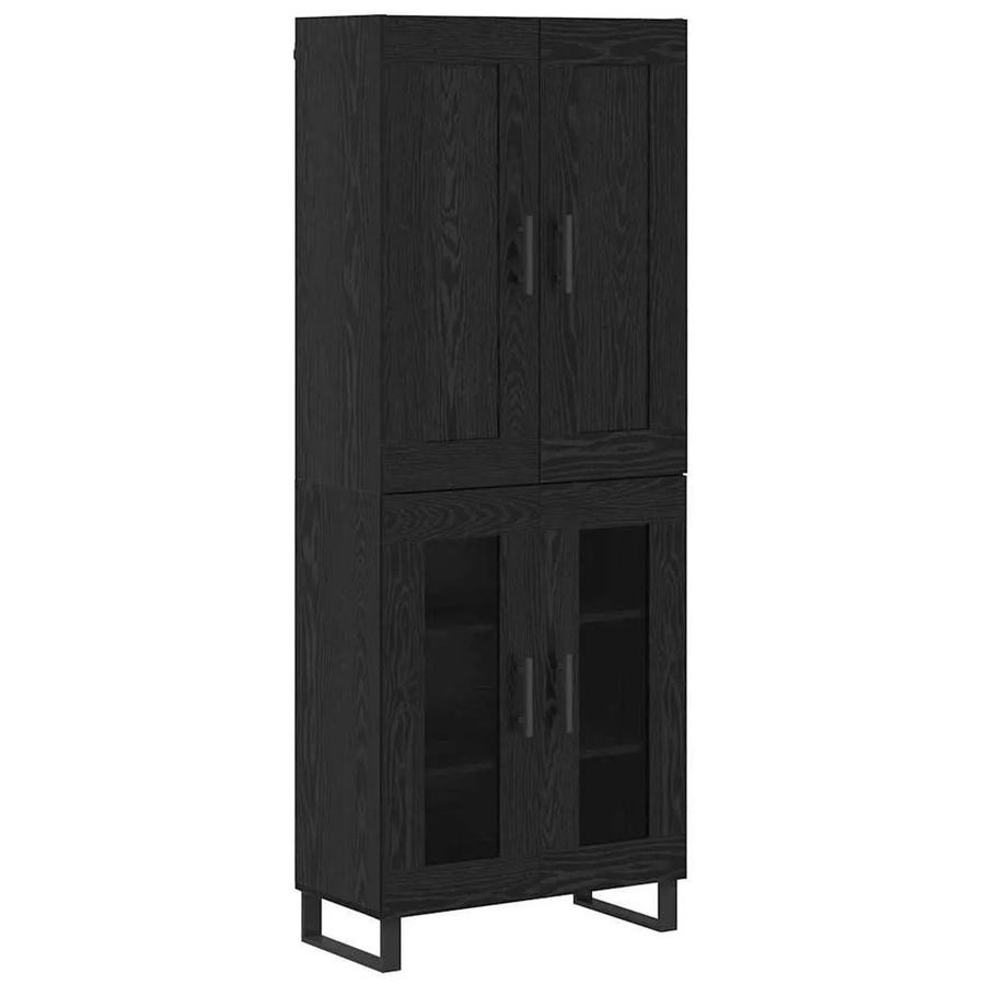 vidaXL Highboard in Eiche Schwarz mit Schranktüren und Regalböden, B/T/H: 69,5 x 34 x 180 cm - Bild 2