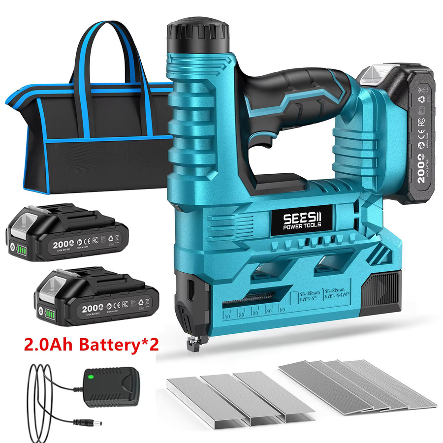 SEESII 2-in-1 Akku-Nagelpistole und Tacker in Blau mit 18 Gauge Brad Nailer und 2.0 Akku für Holzbearbeitung und Möbelrenovierung - Bild 8