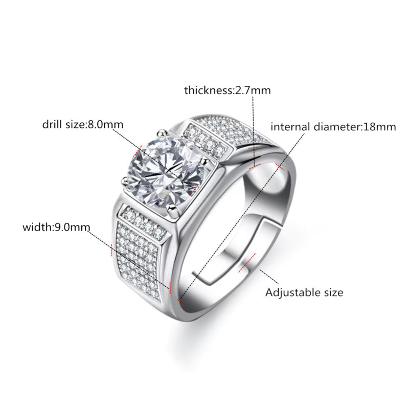 BIJOX STORY Verlobungsring, 925 Silber, Moissanit, Diamant, Herren - Bild 1