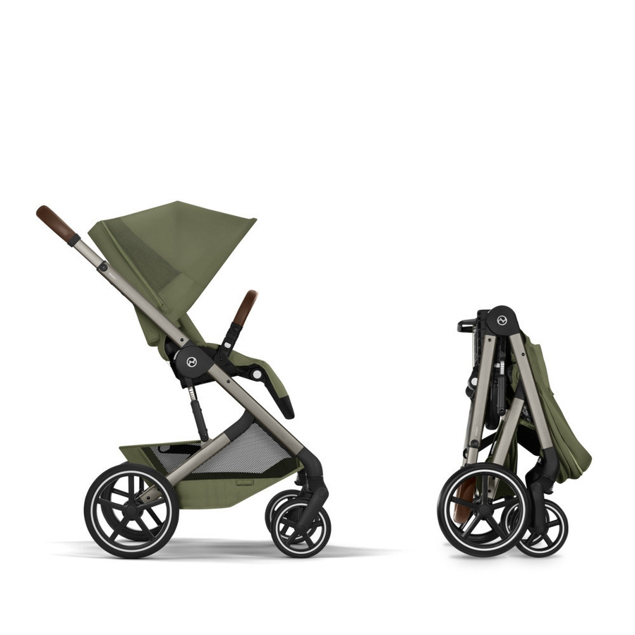 Cybex Kinderwagen Balios S Lux Kombi mit Falt-Babywanne in Moss Green und Taupe Frame - Bild 1