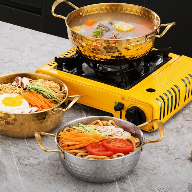 MagiDeal Koreanischer Ramen-Kochtopf aus Edelstahl, Silber, Ofenfest - Bild 1