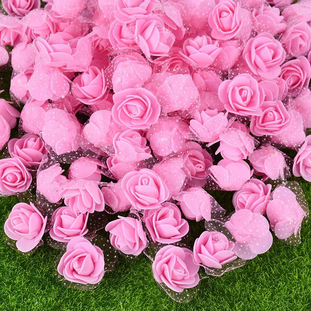 ZQNYCY Künstliche Rosenköpfe aus Tüll und Schaum in Rosa für DIY Dekorationen bei Hochzeiten, Geburtstagen und Partys - Bild 1