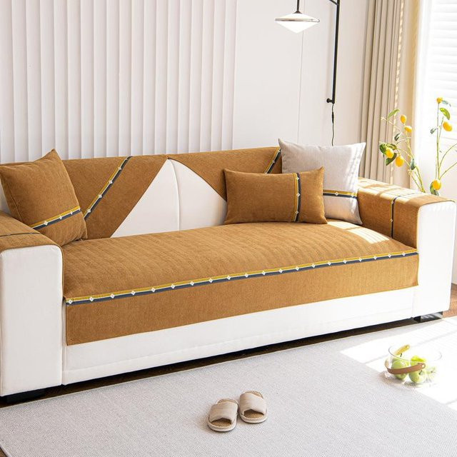 Simplic Universal Chenille Sofaschutzbezug Rutschfest, Orange, B/T: 90 x 70 cm - Bild 1
