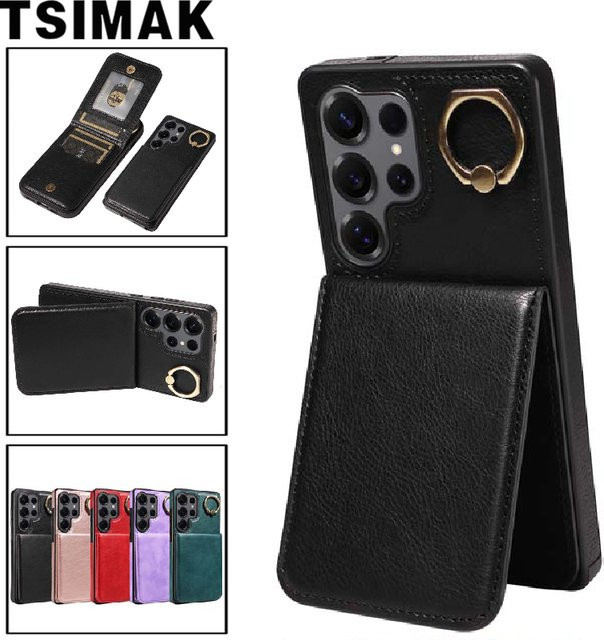 Rote Ledertasche als Brieftasche mit Kartenfächern für Samsung Galaxy S24 Ultra S25 Plus S23 S22 S21 FE A14 A15 A24 A25 A34 A35 A54 A55 Telefonabdeckung - Bild 1