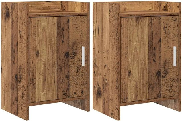 vidaXL Nachttische 2er Set im Altholz-Design, Farbe Braun, B/T/H: 40 x 30 x 60 cm - Bild 1