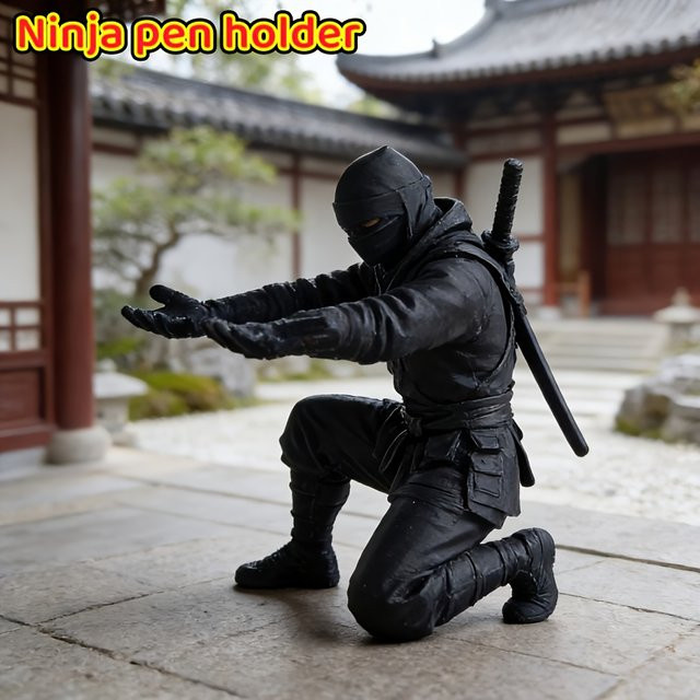 Ninja-Samurai-Stifthalter für Schreibwaren in Schwarz - Bild 1