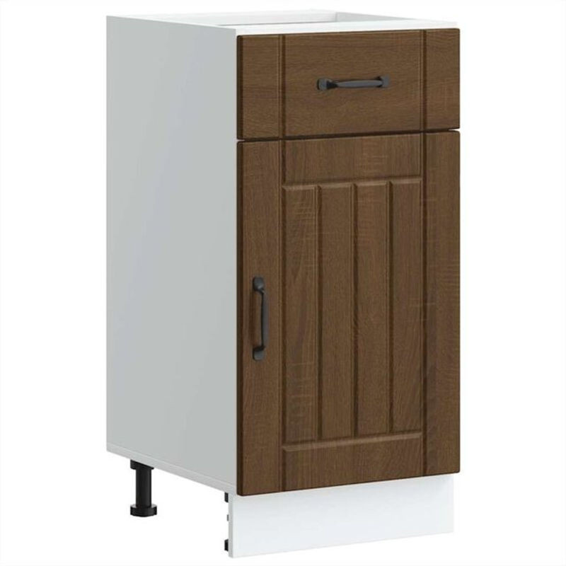Küchenunterschrank Lucca von Vidaxl in Braun Eichen-Optik aus Holzwerkstoff mit Drehtüren im Landhausstil, B: 81,5 cm, H: 46 cm, T: 40 cm - Bild 1