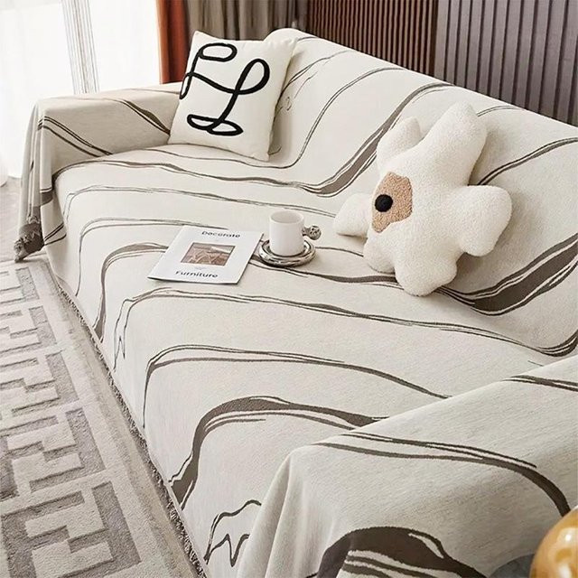 Super Six Chenille Sofabezug Schwarz B/B: 180 x 180 cm - Bild 1
