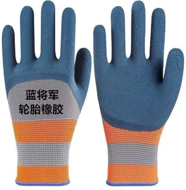 12 Paar Lucky Black Cat Gartenhandschuhe in Blau, atmungsaktiv, wasserdicht und durchstichfest mit Latexbeschichtung - Bild 1