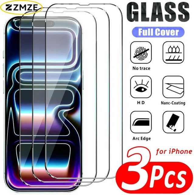 SnakeGlass 3er-Pack Ultra-Klare Displayschutzfolie aus gehärtetem Glas für iPhone 15/14/13/12/11 und Pro/Max/Plus Modelle, Transparent - Bild 1