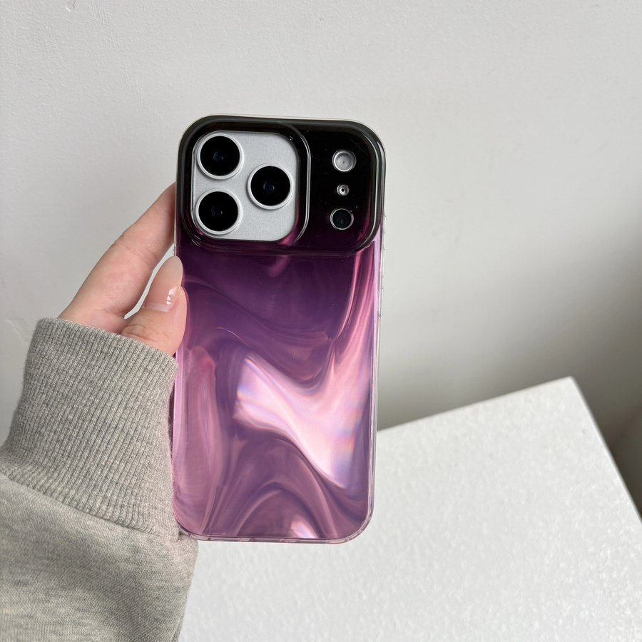 Apple Handyhülle mit Seidensatin-Muster in Blau und Lila für iPhone 17 Pro, 16, 15, 14 und 13 Pro Max - Bild 2