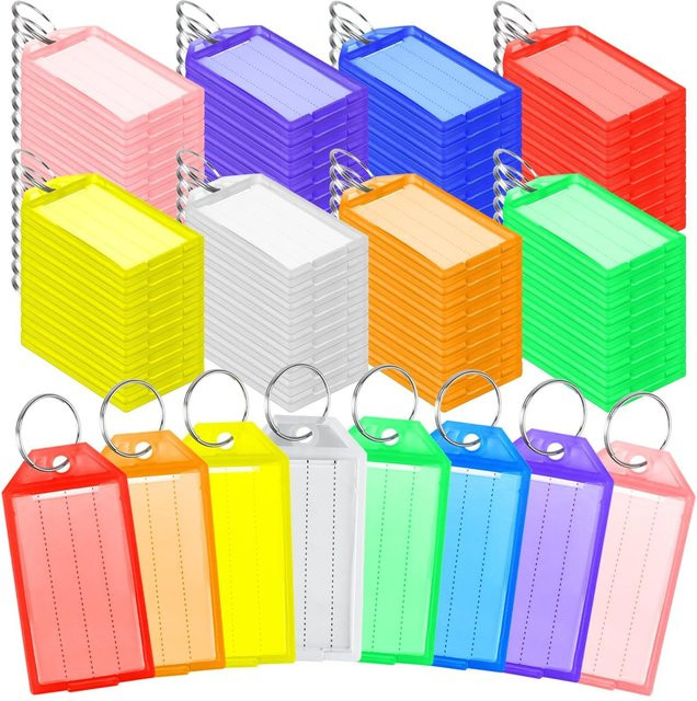 13 Stück bunte und transparente Schlüsselanhänger aus Kunststoff von ZSY als doppelseitige DIY-Markierungsetiketten - Bild 1
