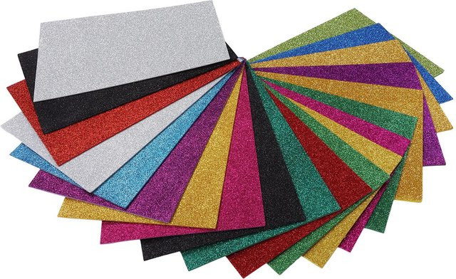 Shoemst Glitzer-Schaumstoffplatten A4, 20 Stück, Grau und Mehrfarbig, 2 mm, selbstklebend für Bastelarbeiten und DIY - Bild 1