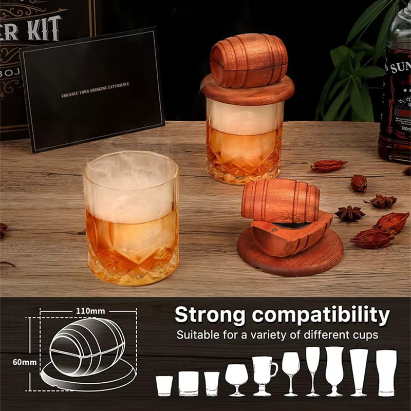 Untior Cocktail-Fass-Räucher-Set aus Holz in Braun mit 4 Geschmacksrichtungen und Holzspänen für Whisky und Cocktails - Bild 3