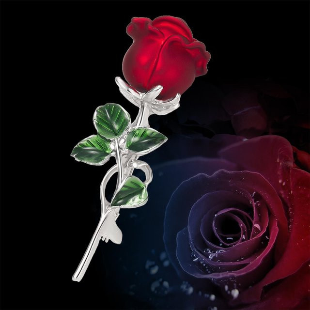 Rinhoo Brosche Rosenblüte, Metall, Silber, Kristall, Perle, Damen - Bild 1
