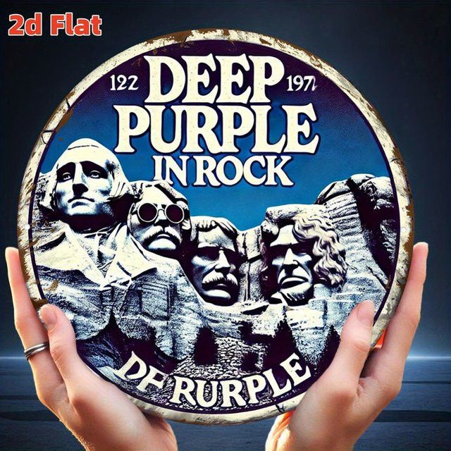 Potdemiel Metall-Wandkunst-Plakette Deep Purple Rock Vintage Design, B/H: 20,0 x 20,0 cm, Multicolour - Bild 1