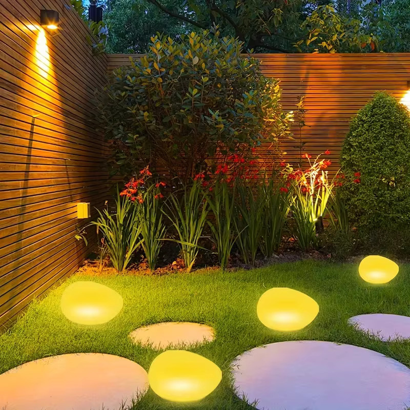 ledcbet 2er Set Solar-Kieselstein-Lichter mit warmweißem LED-Licht für Garten, Terrasse und Wegdekoration in Weiß und Schwarz - Bild 4