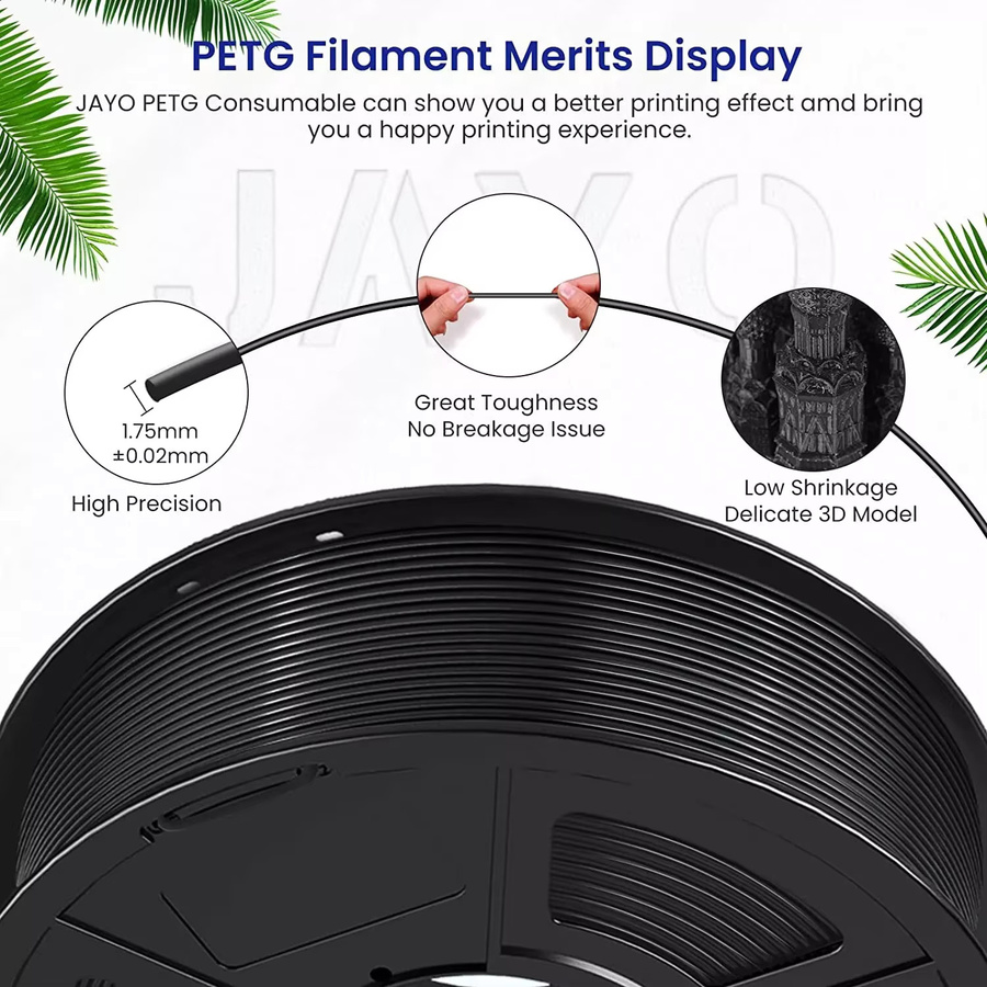JAYO PETG 3D-Druckerfilament Schwarz, 1,75 mm, 2,2 kg - Bild 2