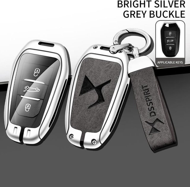 Zinklegierung und Leder Autoschlüsselhülle für DS DS7 DS5 DS6 DS9 DS4 in Silber Grau - Bild 1