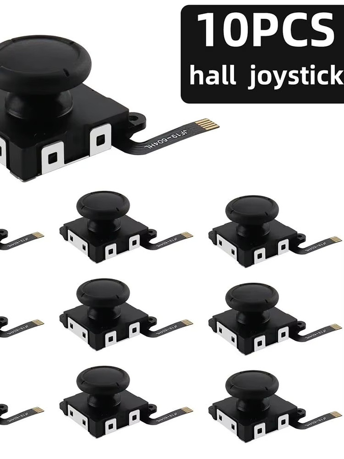Gryan Hall-Sensor-Joystick Ersatzset für Nintendo Switch, Joy-Con Ersatz mit elektromagnetischem Stab gegen Drifting, Farbe: Schwarz - Bild 7
