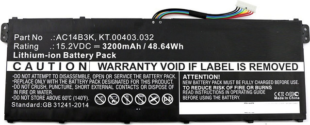 CoreParts Laptop-Batterie Lithium-Ionen für Acer Aspire ES1 MBXAC-BA0043, 3200 mAh, 48,6 Wh, Schwarz - Bild 1