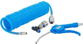 BGS Druckluft-Ausblaspistole mit Druckluft-Spiralschlauch und T-Verbinder in Blau - Bild 1