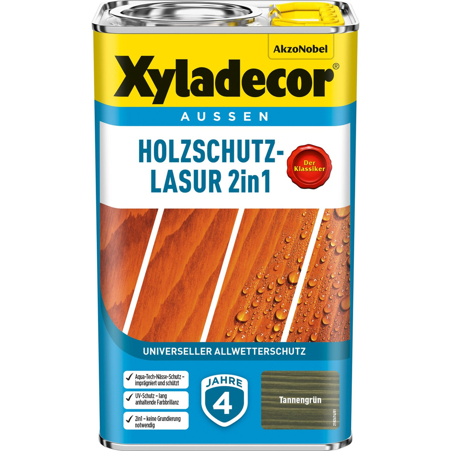 Xyladecor Holzschutz-Lasur 2in1 Tannengrün matt 2,5 l - Bild 2